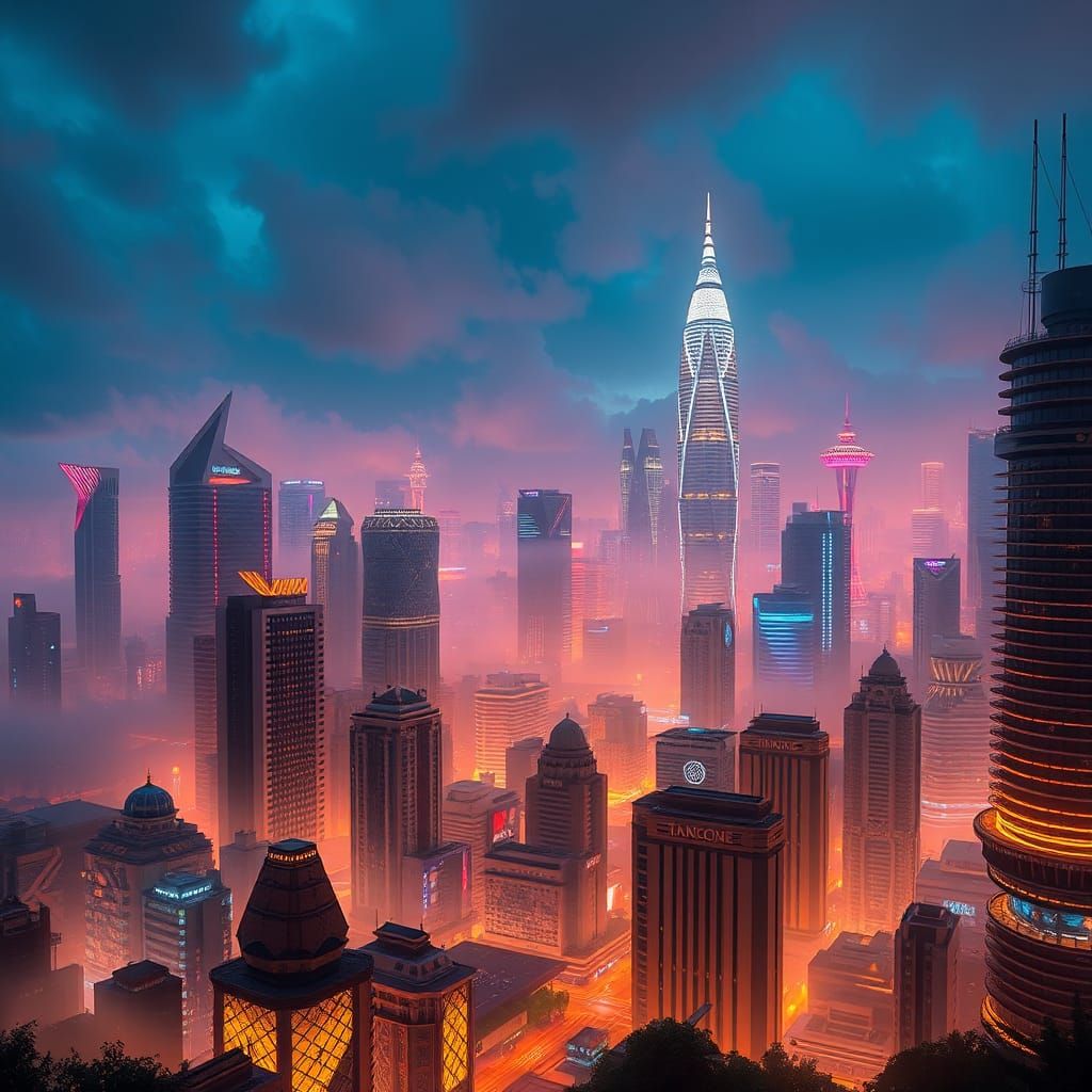 Futuristic Singapore Cityscape at Night