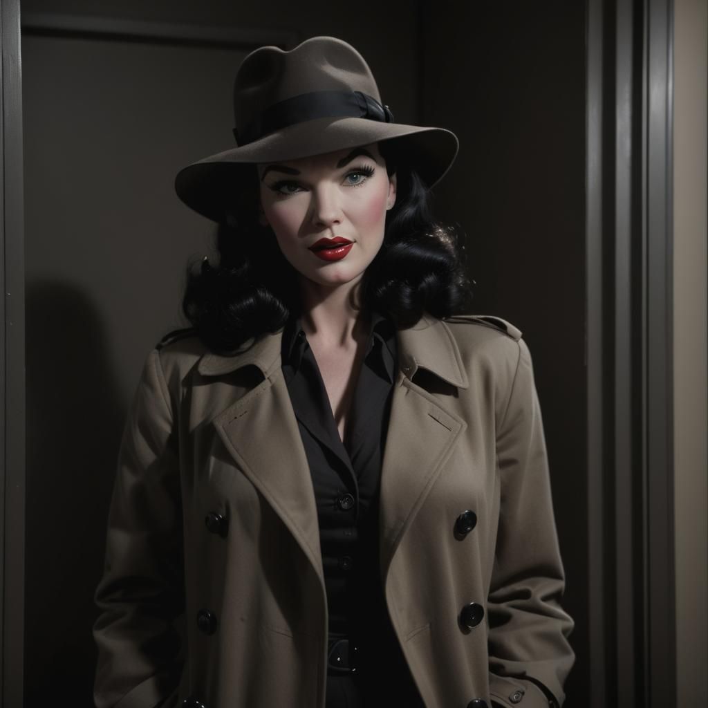 Bettie Page in Film Noir Style