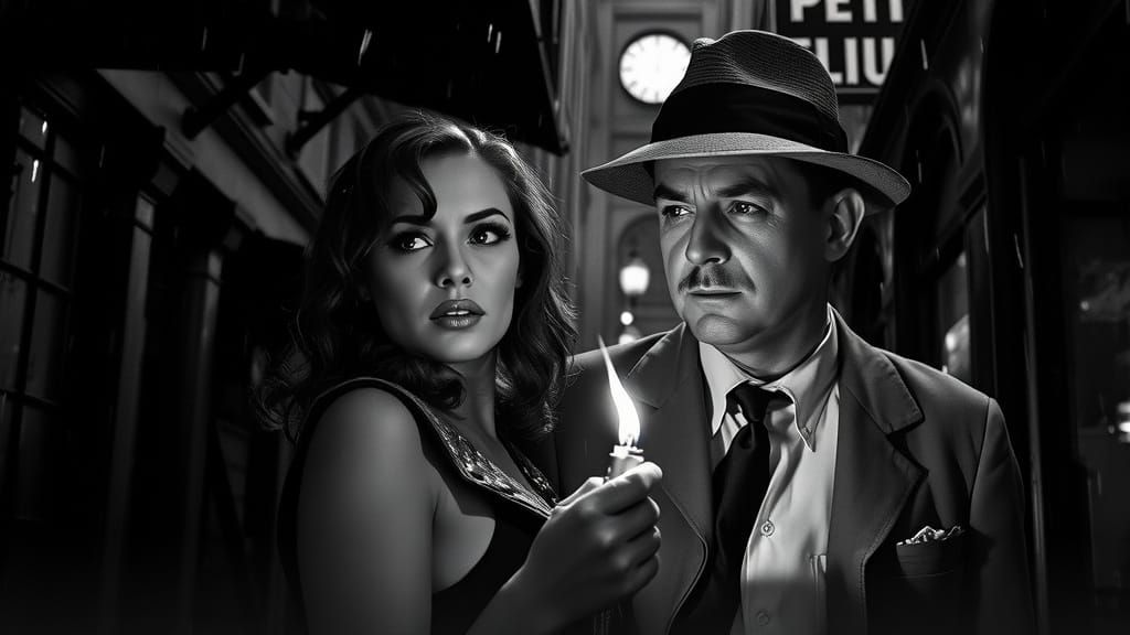 Film Noir Investigator and Femme Fatale