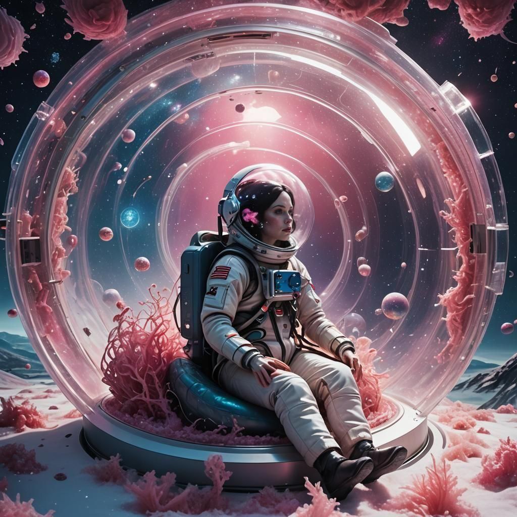 Snow White Space Mermaid in Glass Coffin