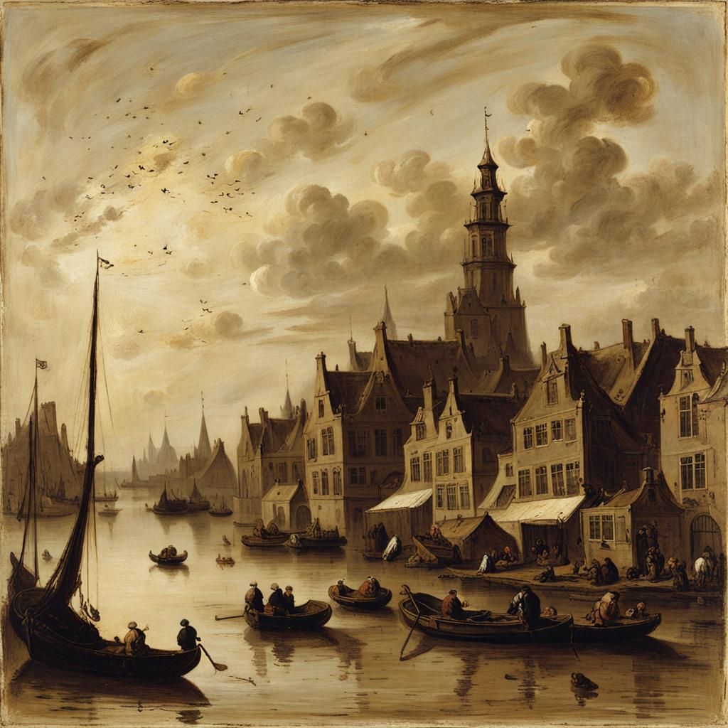 Dutch Golden Age Landscape with Windmill