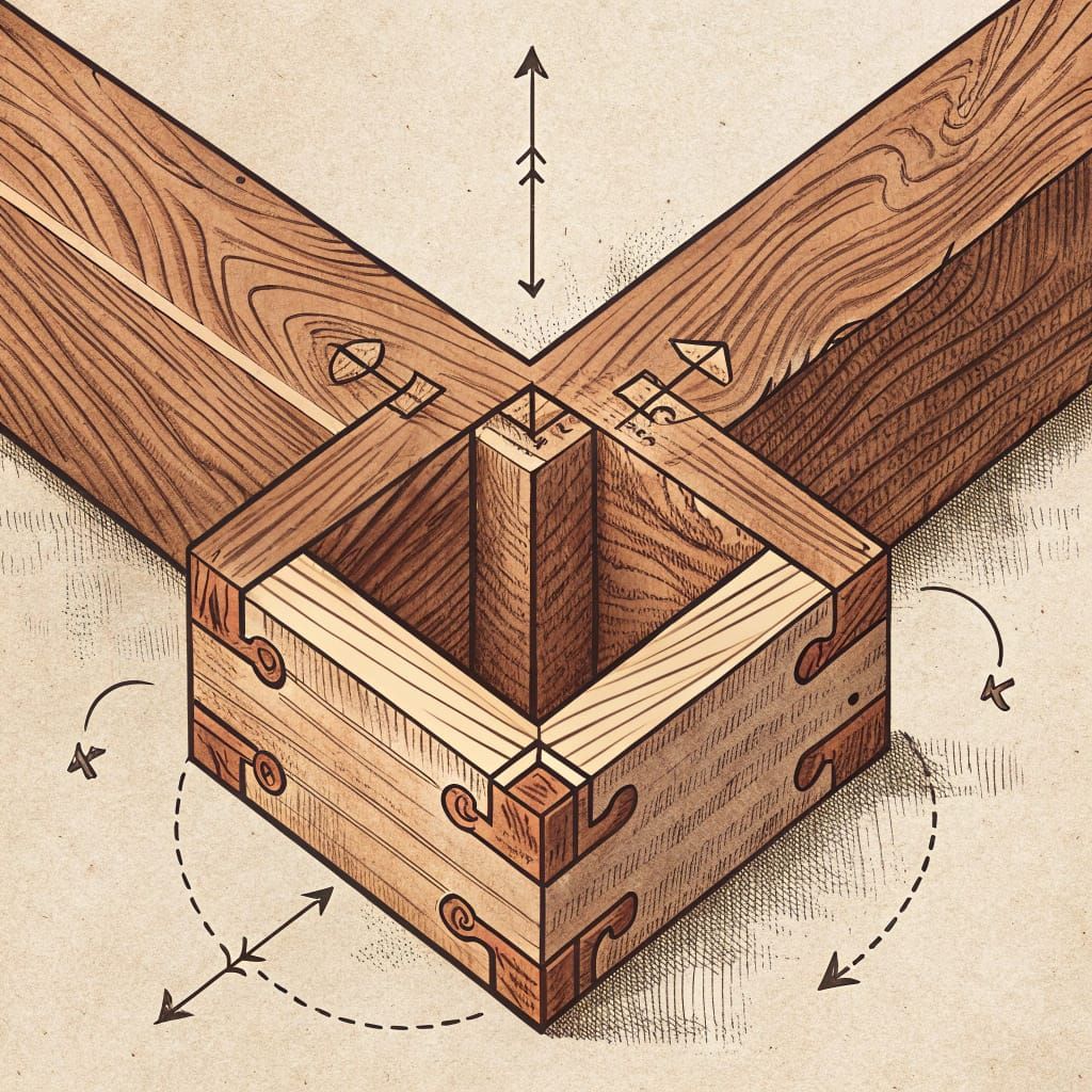 Wooden Corner Joint in Dovetail Style with Sailor Jerry-Insp...