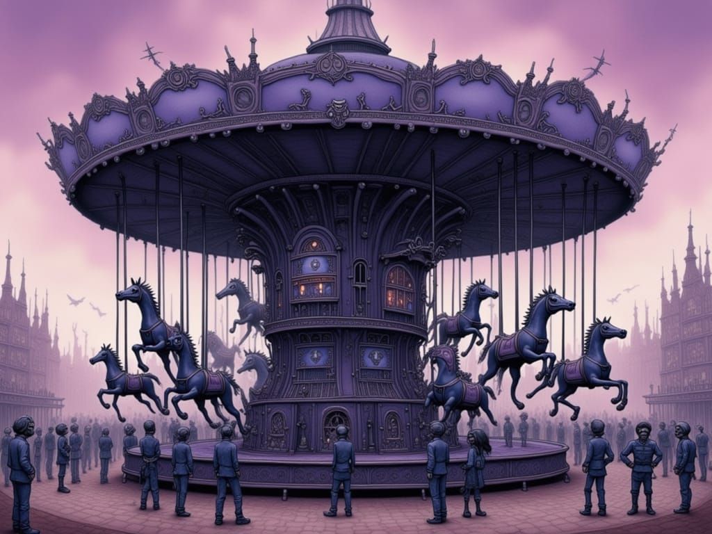 Monstrous Merry-Go-Round with Undead Riders