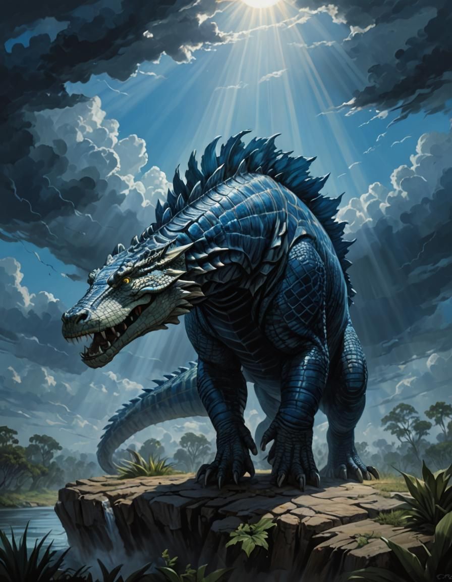 Crocodile Lion Hybrid in Fantasy Art Style