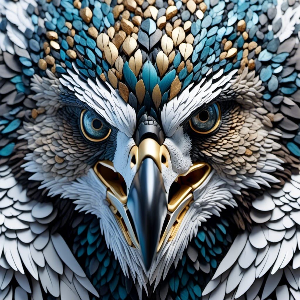 Photorealistic Eagle Portrait with Intricate Feathers