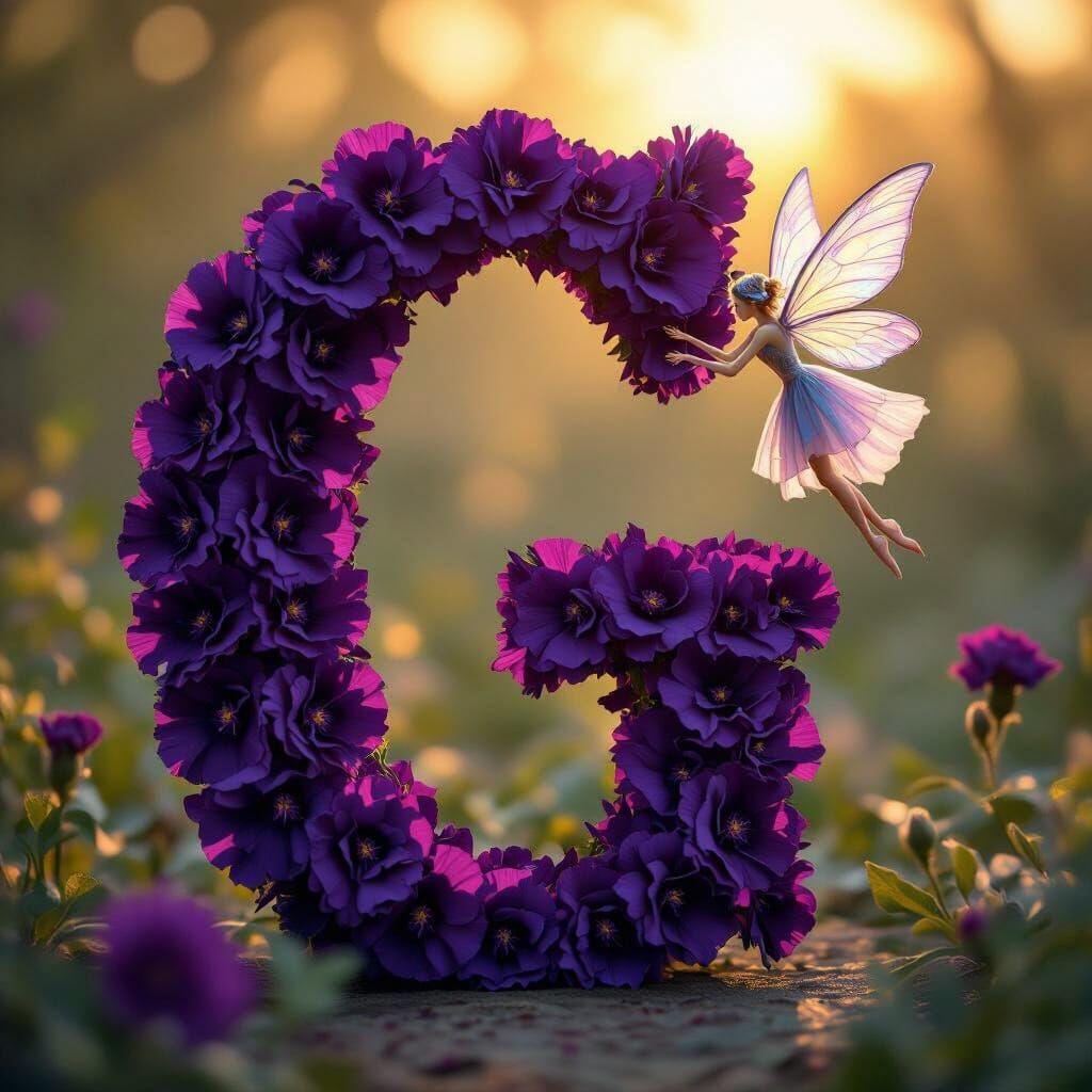 Purple Carnation G with Fairy in Golden Hour Light