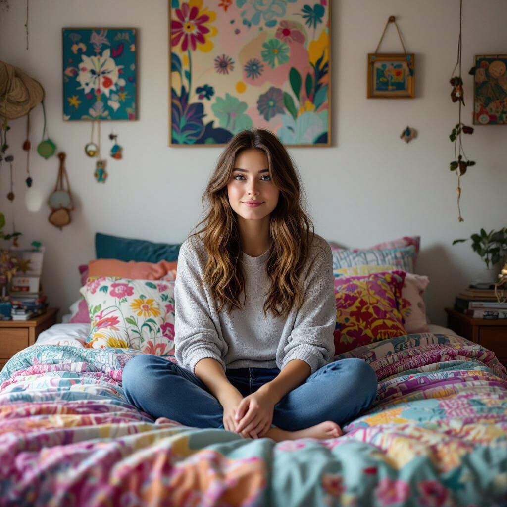 Vibrant Teen Bedroom with Eclectic Artistic Styles