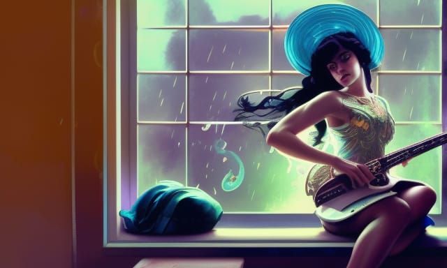 Cleopatra Plays Guitar: Hyperdetailed Concept Art