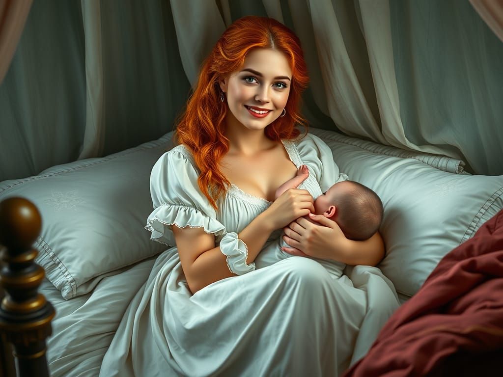 Romantic 1812 Era Fantasy with Mother and Child