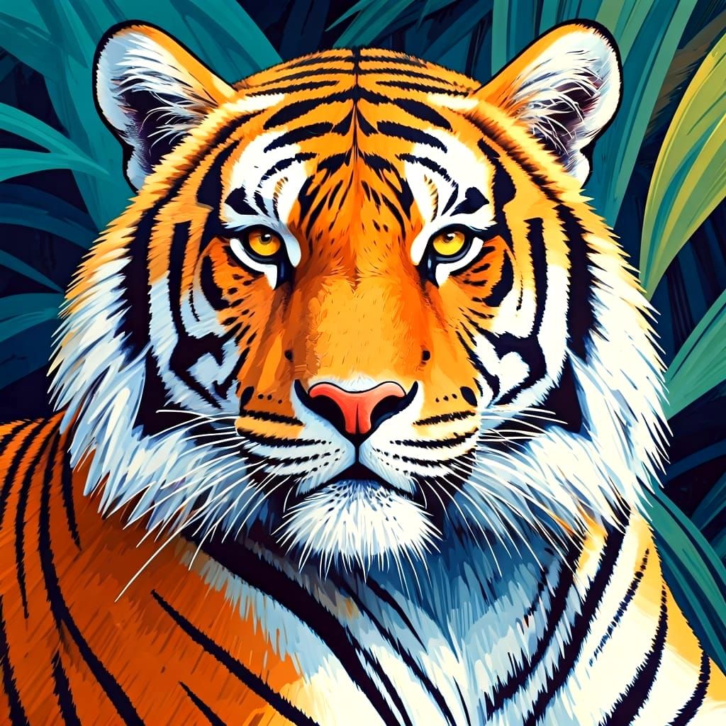 Jungle Tiger in Pop Art Style