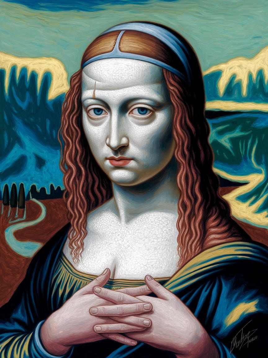 Mona Lisa Meets The Scream: A Cinematic Oil Painting