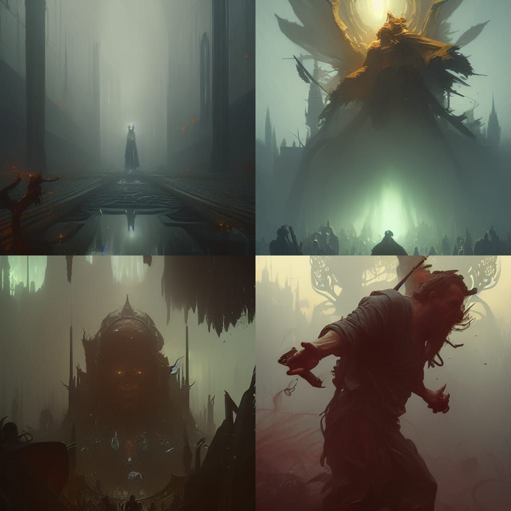 Dark Fantasy Father Figure in Art Nouveau Style