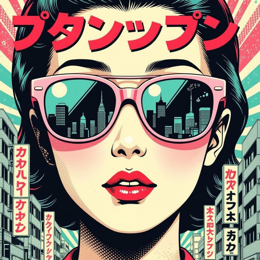 Retro-Futuristic Japanese Anime Sunglasses Advertisement