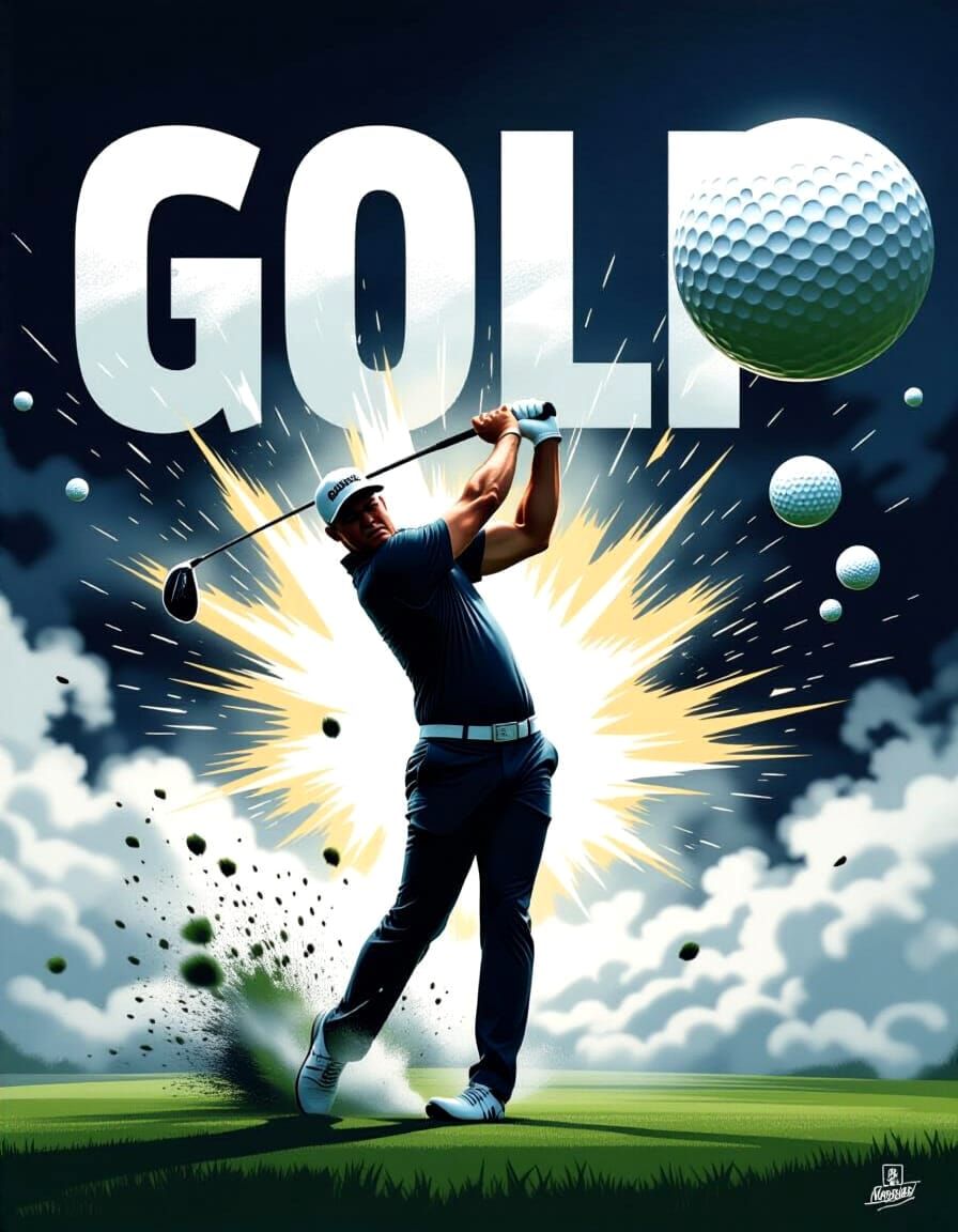Epic Golf Motivational Poster with Intense Motion