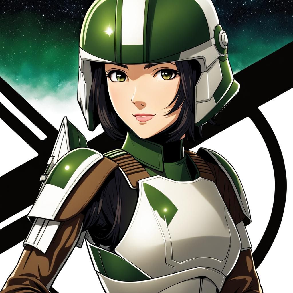 Anime Girl as Clone Trooper in Manga Style