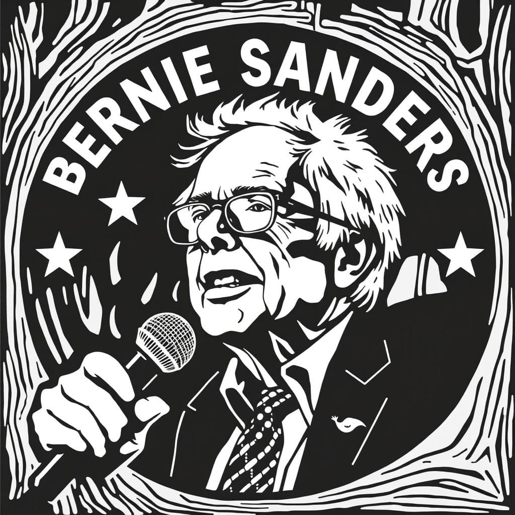 Bernie Sanders Woodcut Logo