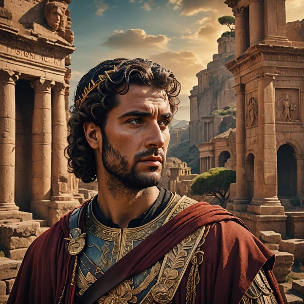 Roman King Portrait in Matte Painting Style