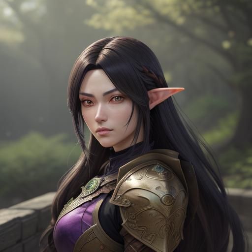 Elven Ranger Portrait in 3D Anime Style