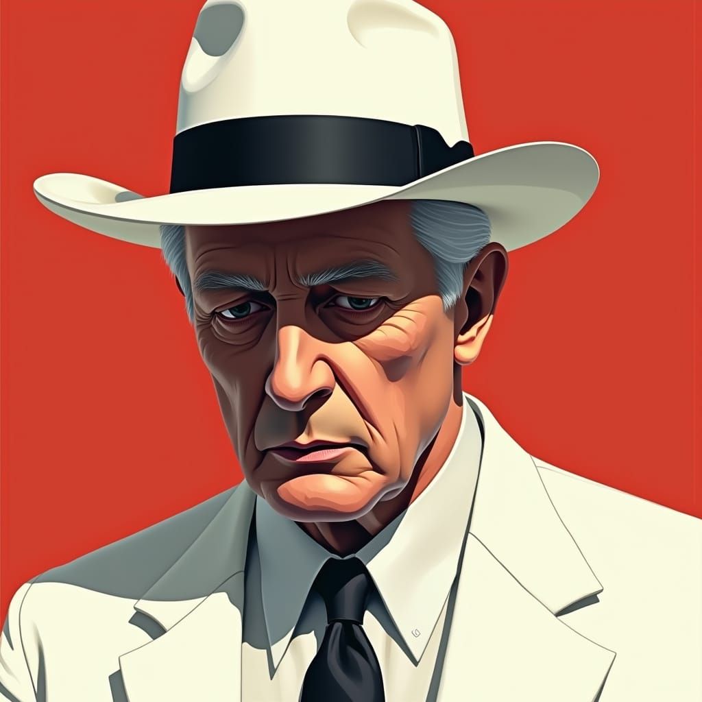 Powerful White Executive in Bold Graphic Style