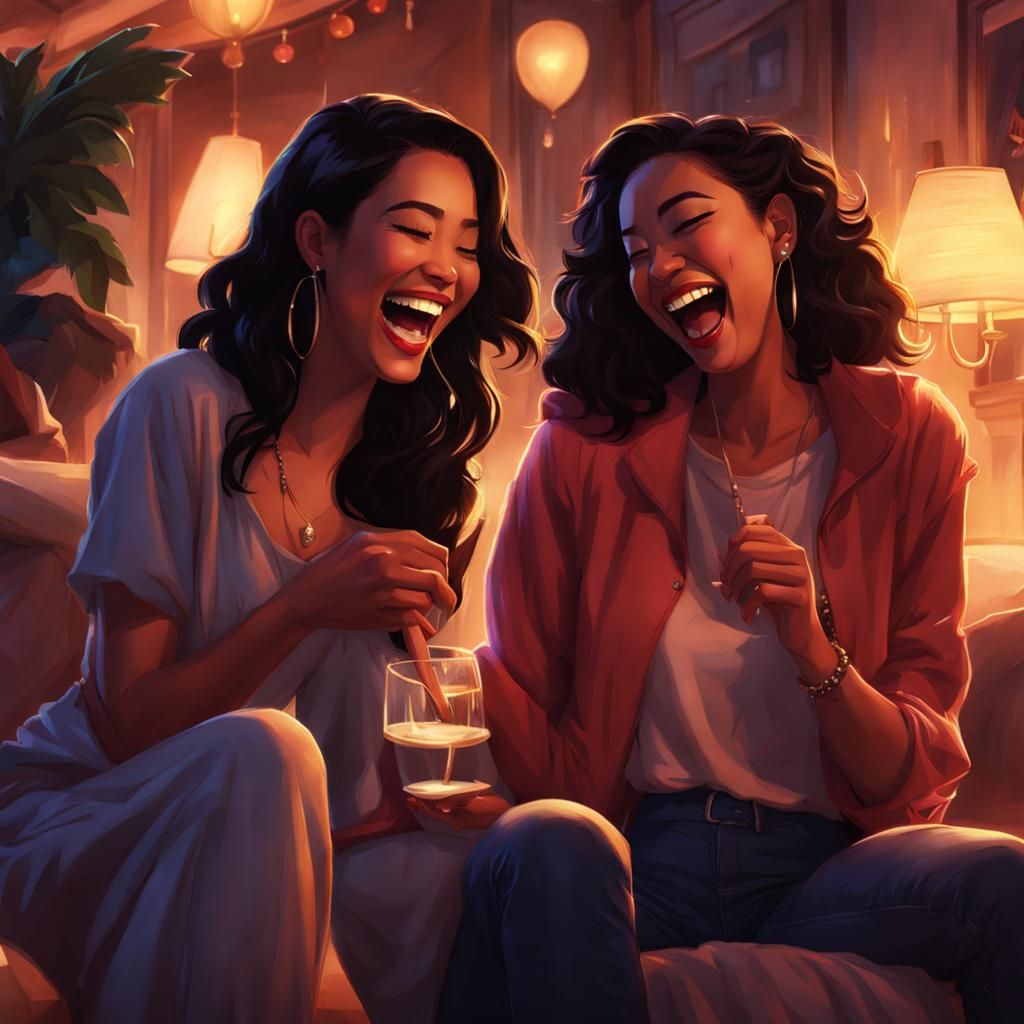 Radiant House Party: Two Women Laughing