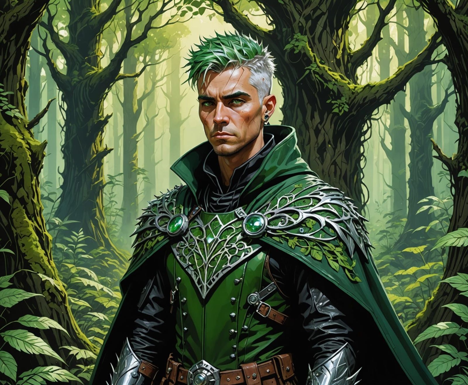 Dieselpunk Druid in Enchanted Forest