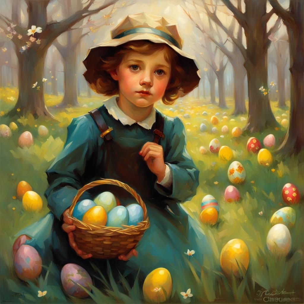 Classical Easter Egg Hunt Painting