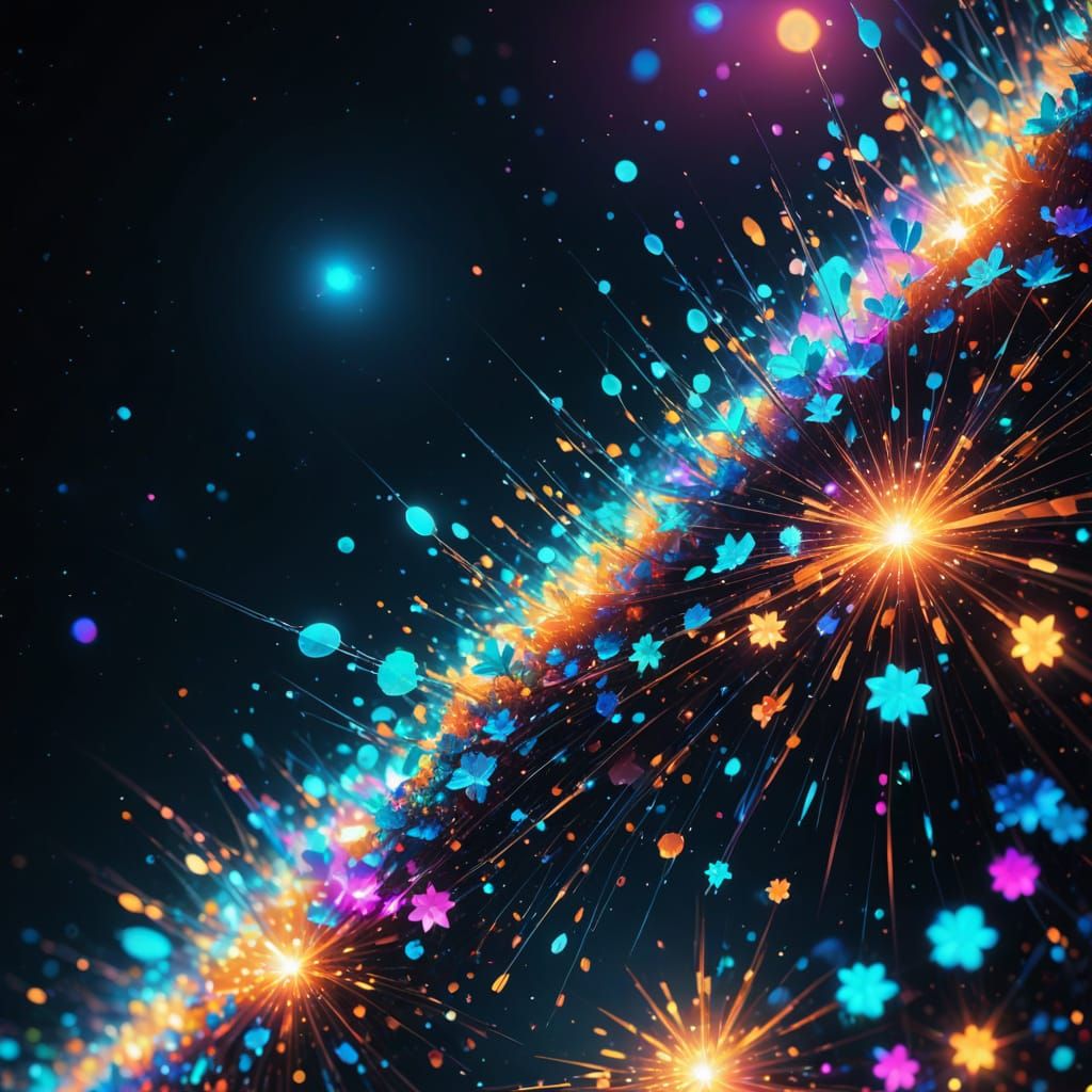 Luminous Stardust: A Neon Cosmic Fantasy in Digital Art