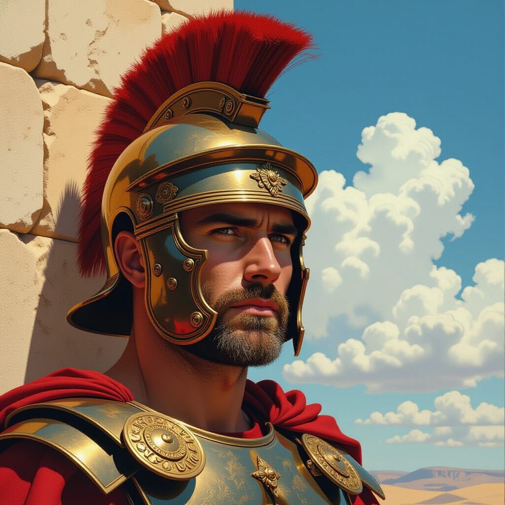 Roman Centurion Portrait in Chiaroscuro Style