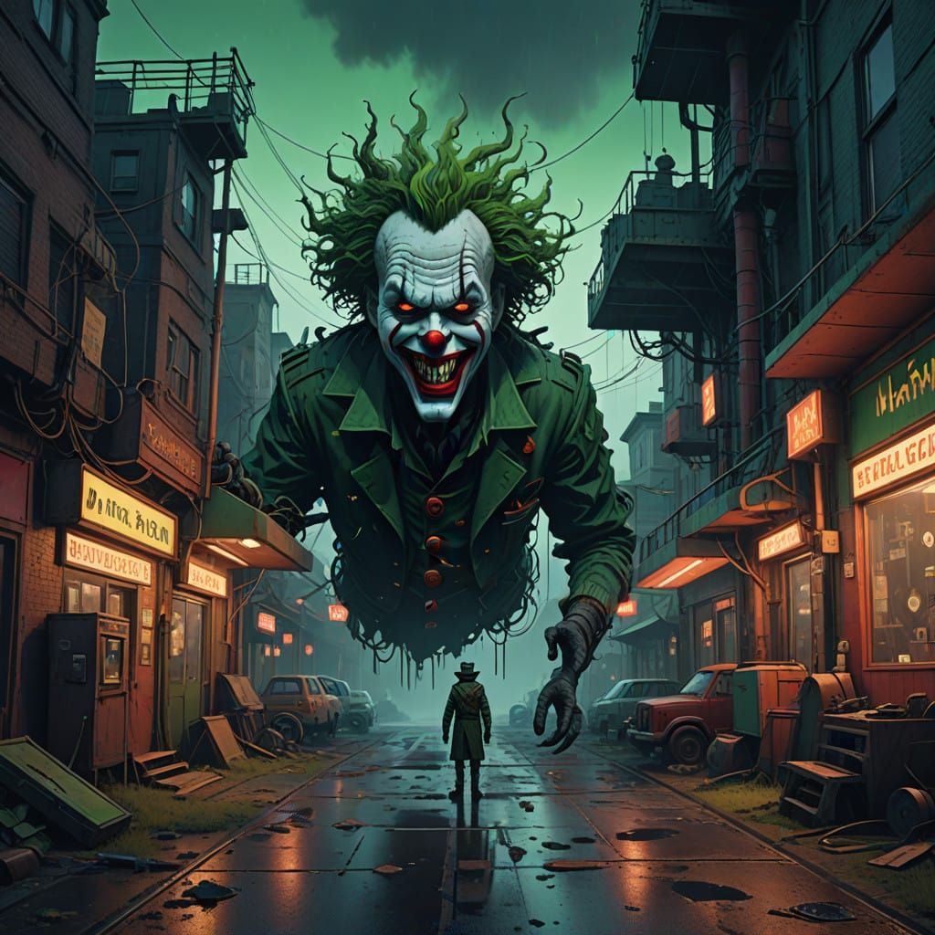 Twisted Clown Joker Fusion in Dark Carnival Style