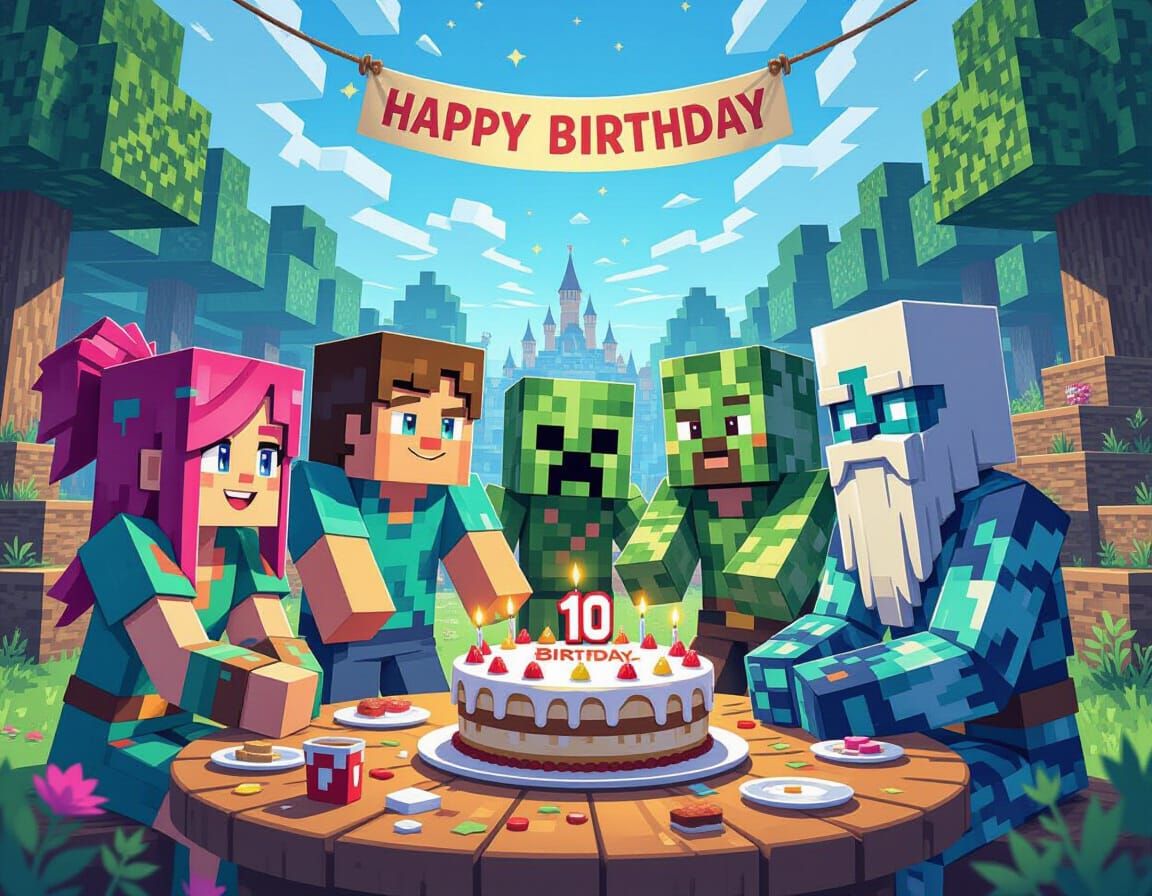 Minecraft Birthday Celebration in a Game Arena