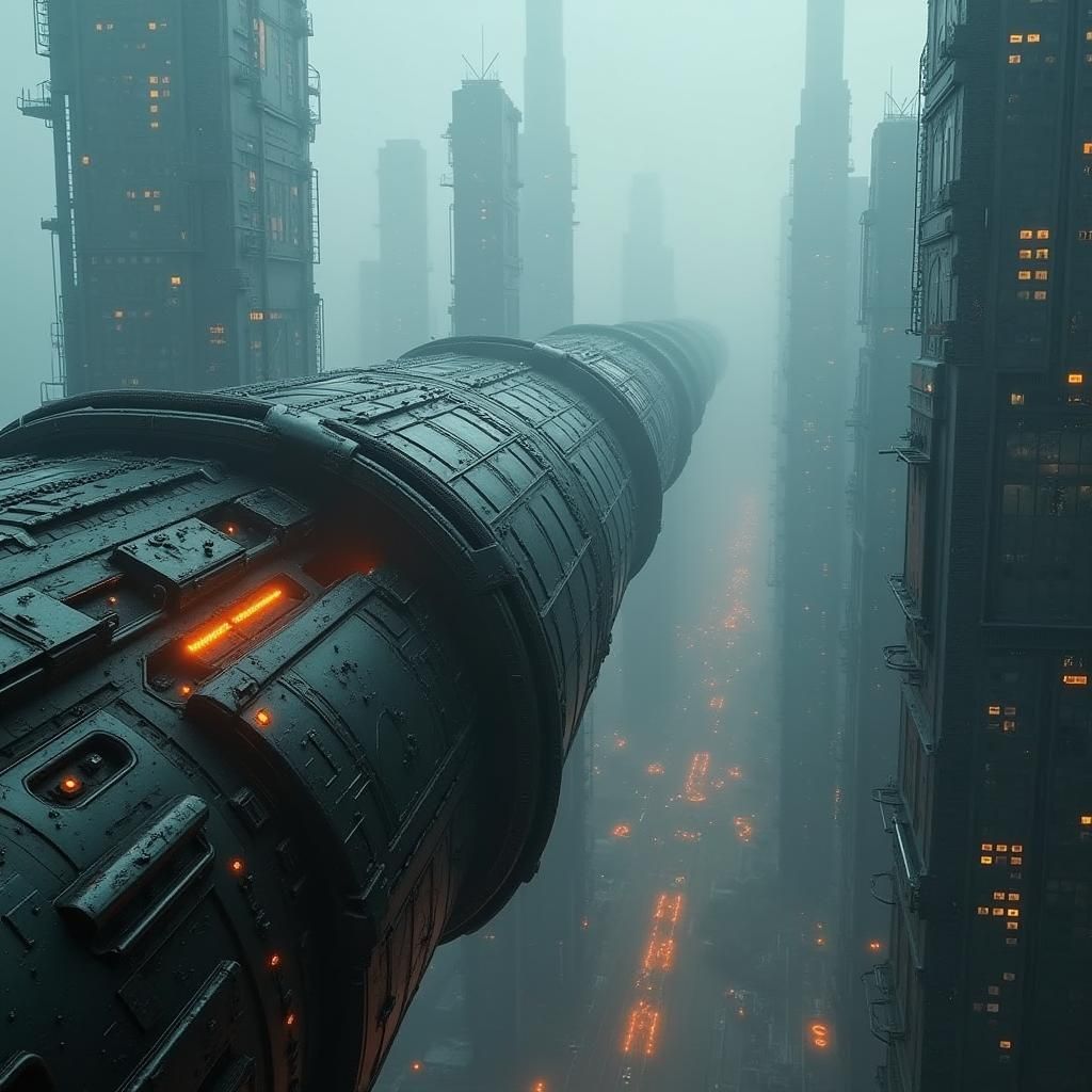 Cyberpunk Megastructure Dominates Futuristic Cityscape
