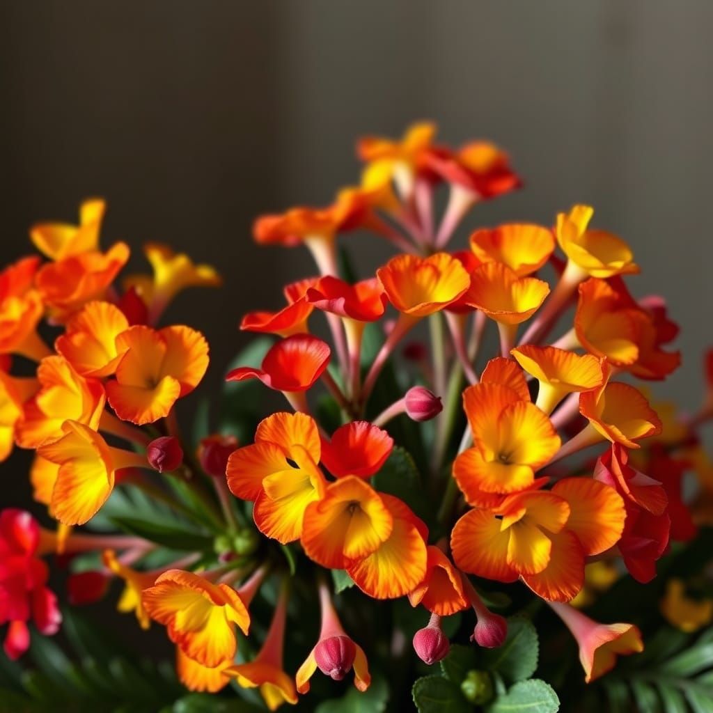 Vibrant Kalanchoe Blooms in Impressionist Style
