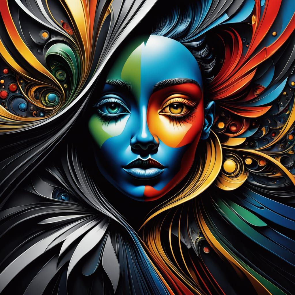 Vibrant Fractals in Surrealist Oil Painting