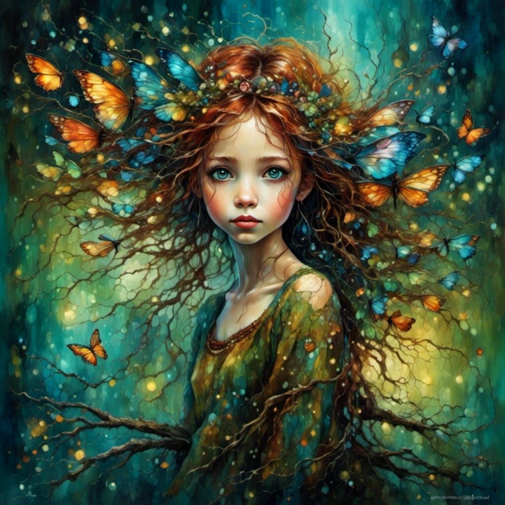Whimsical Fairy Girl in Enchanted Willow Realm