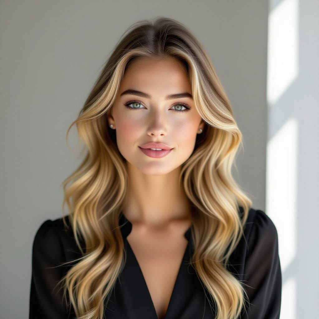 Studio Portrait of a Blonde Woman in Film Style