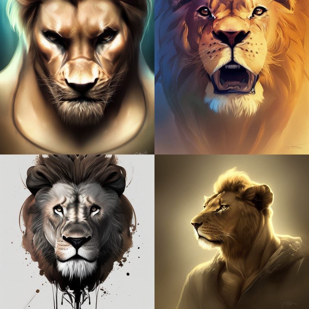 Chris Jericho Lion Portrait in Art Nouveau Style