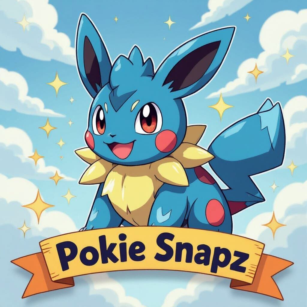 Vibrant Pokémon Style Profile Art with "Pokie Snapz" Banner