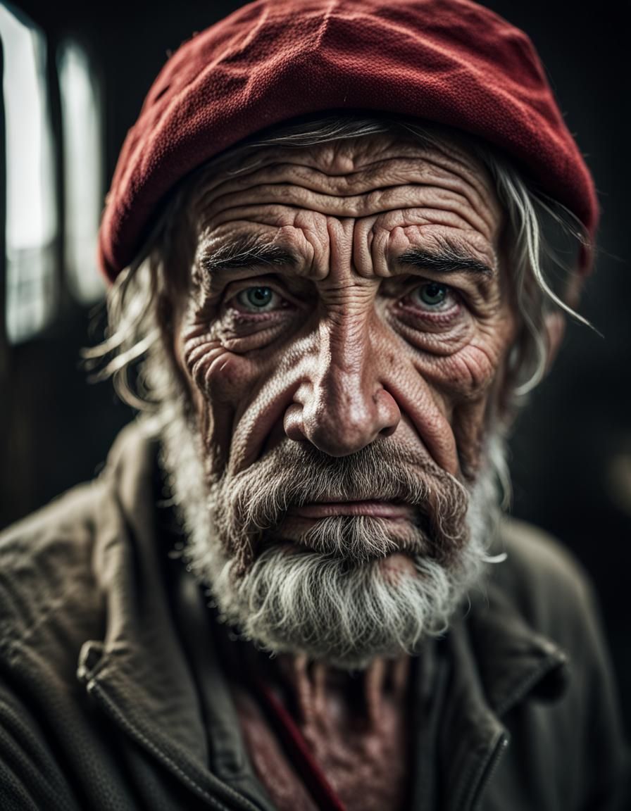 Weathered Sailor Portrait with Melancholy Expression