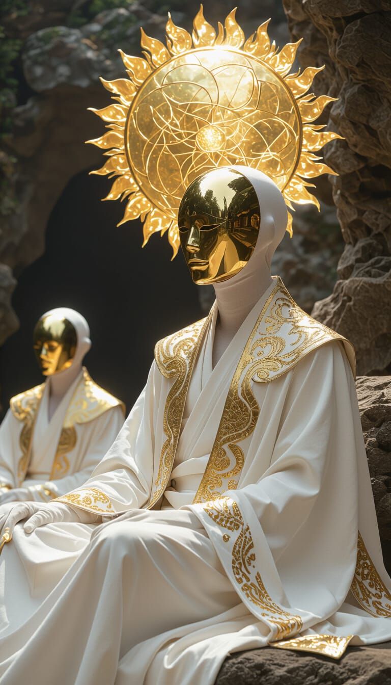 Golden Mirror Figures in Thalassia Dreamscape