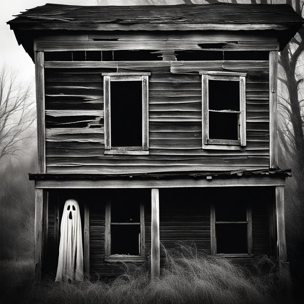 Eerie Shack: Ghostly Face in Window