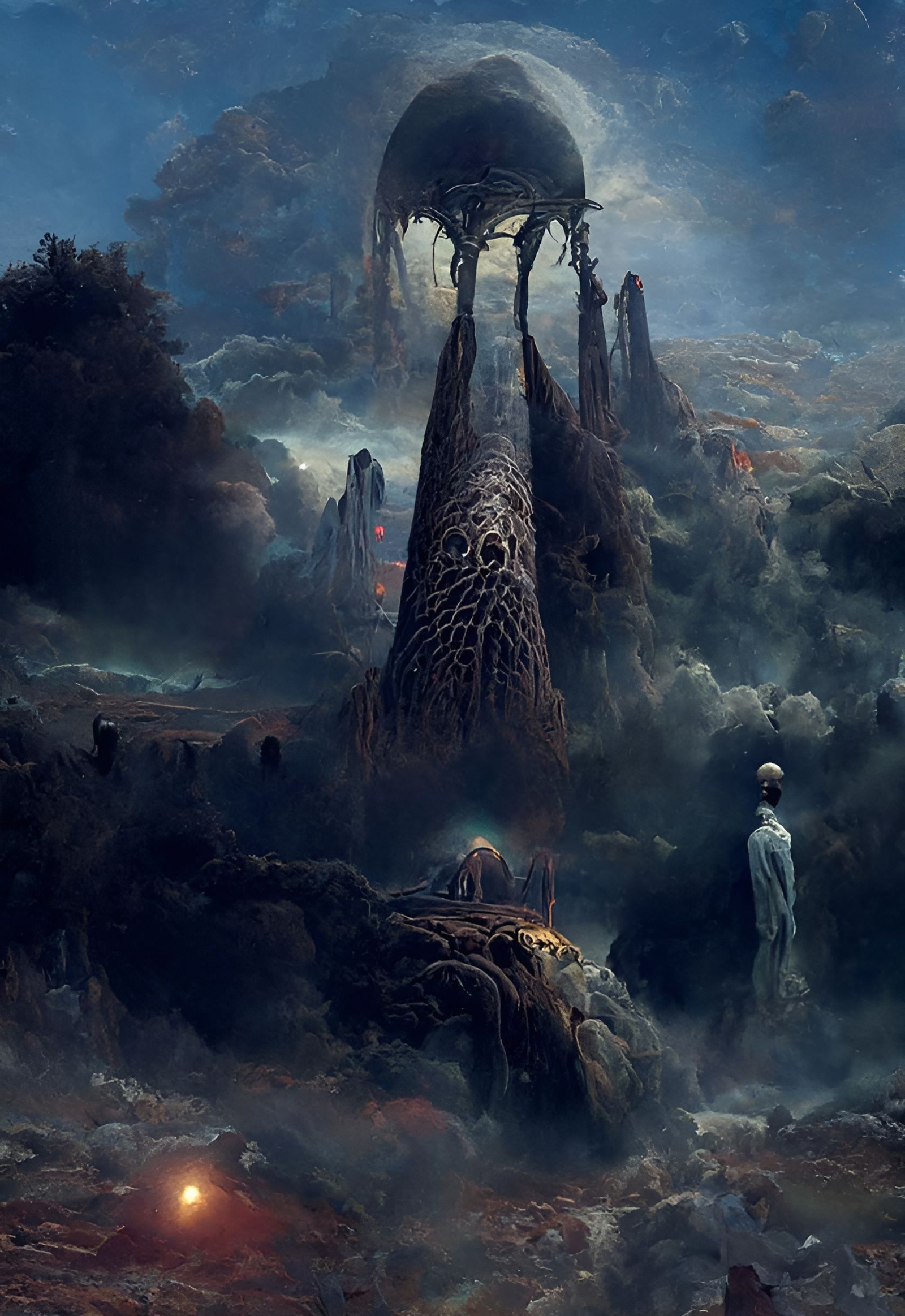 Alien Dragon Creature in Sci-Fi Landscape