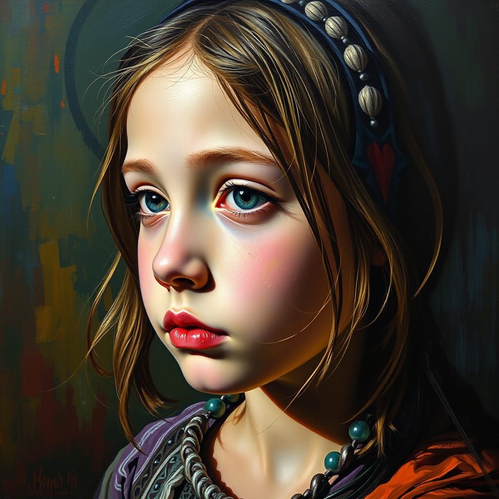 Dramatic Portrait of Girl in Chiaroscuro Style