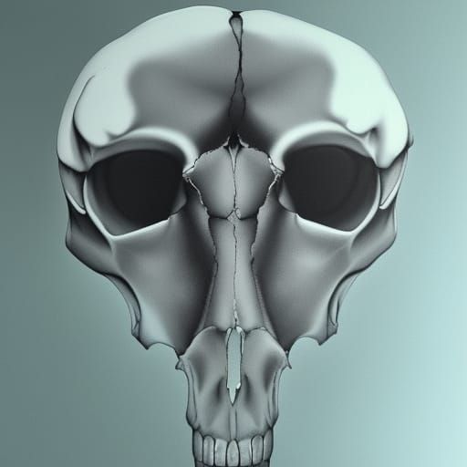 Sinister Hippo Skull in Smoke: Charcoal Drawing