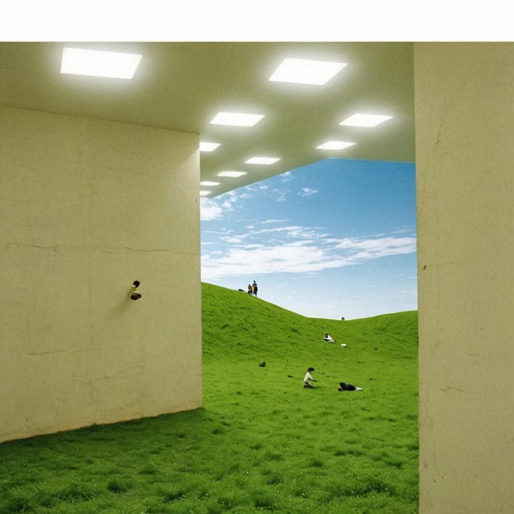 People Levitating in Nostalgic Liminal Space