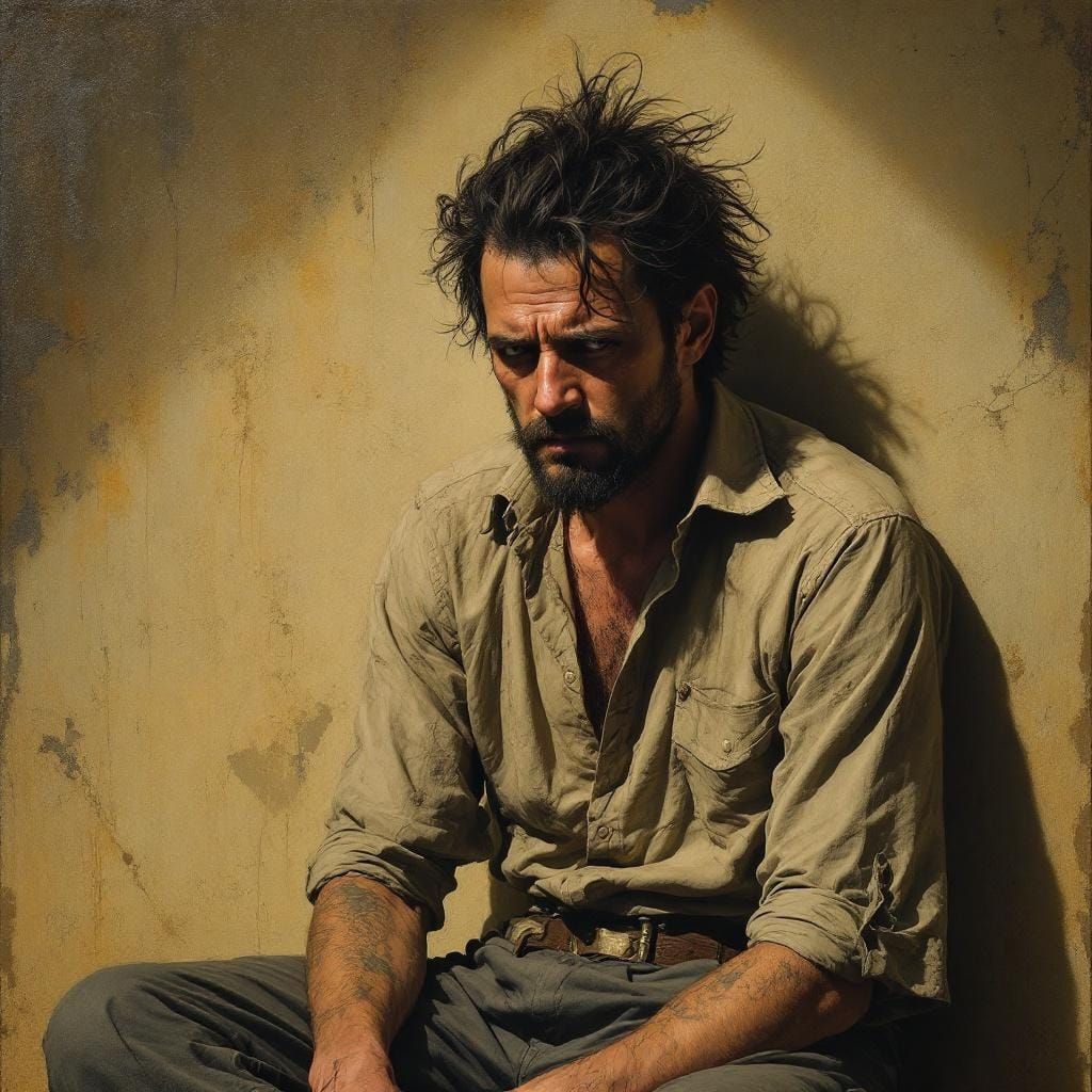 Desolate Man in Melancholic Realism