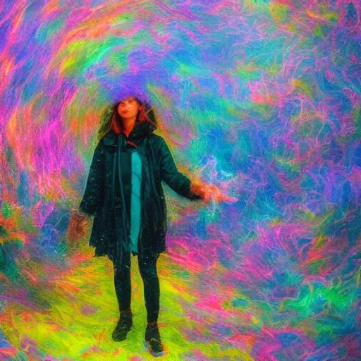 Impressionist Portrait of Woman in Smoke and Light