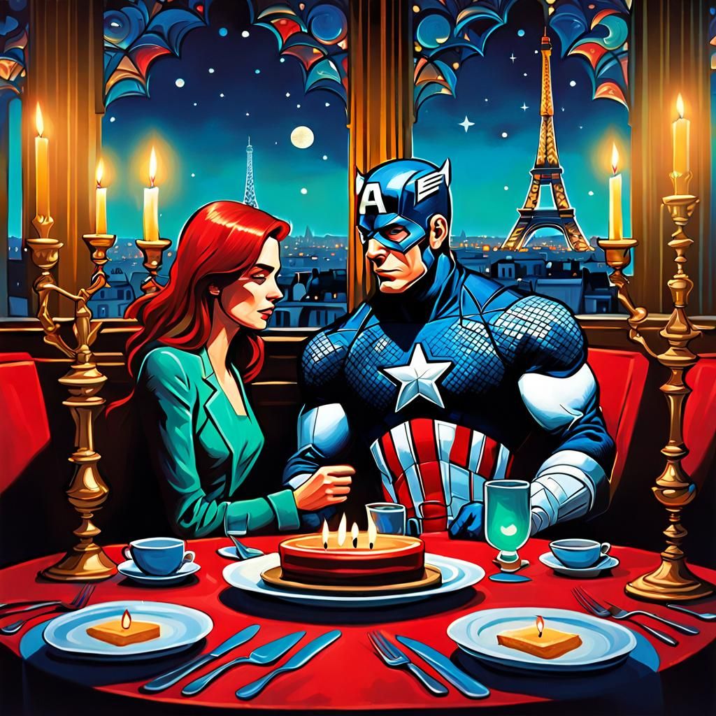 Wonder Woman and Captain America's Parisian Dinner