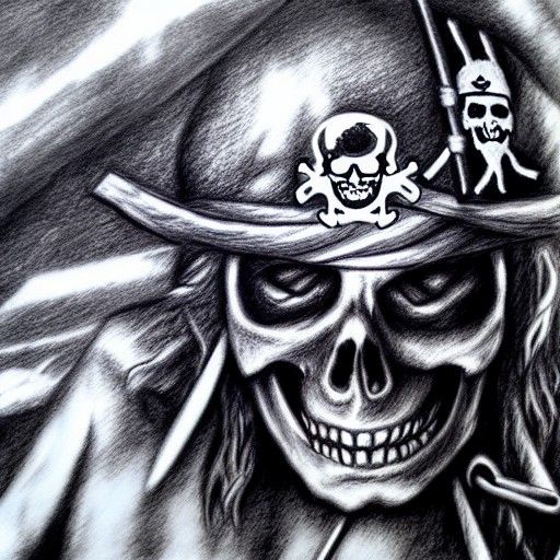 Hyperdetailed Charcoal Drawing of Pirate Attack