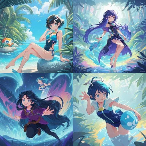 Sultry Disney-Inspired Anime Bikini Art in High-Resolution