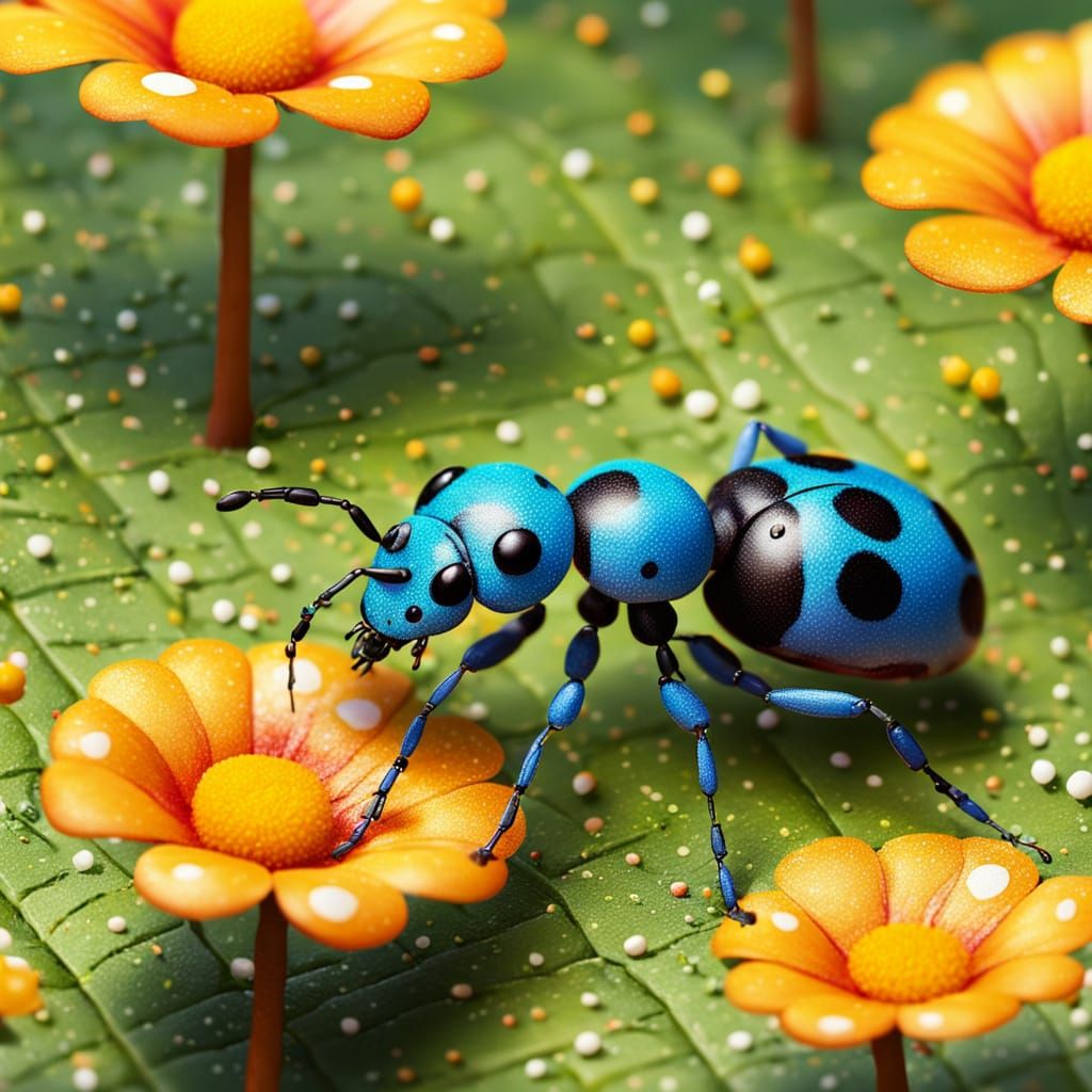 Whimsical Art: Polka Dots on an Ant